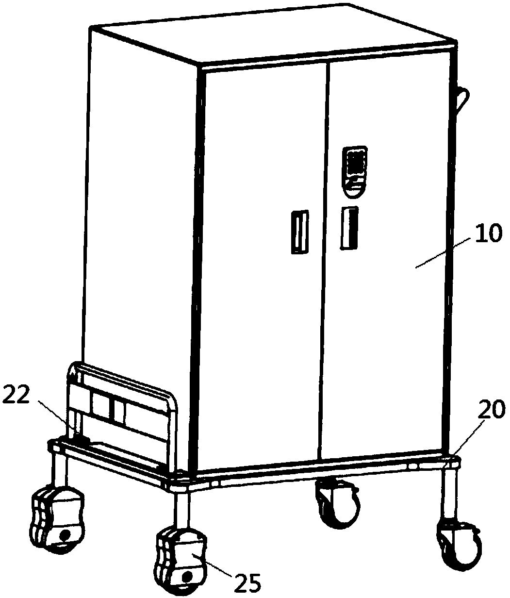 Storage cabinet and robot for shifting storage cabinet