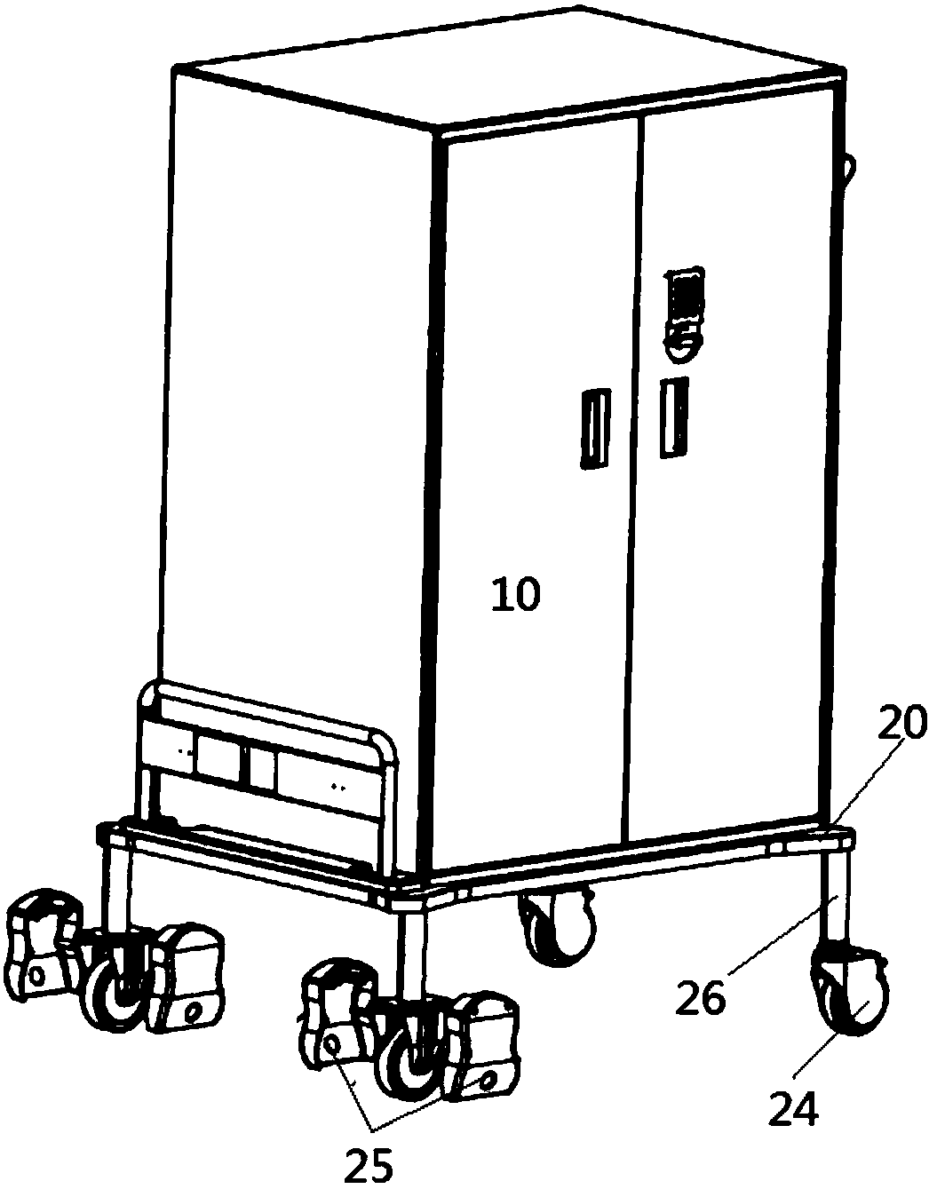 Storage cabinet and robot for shifting storage cabinet