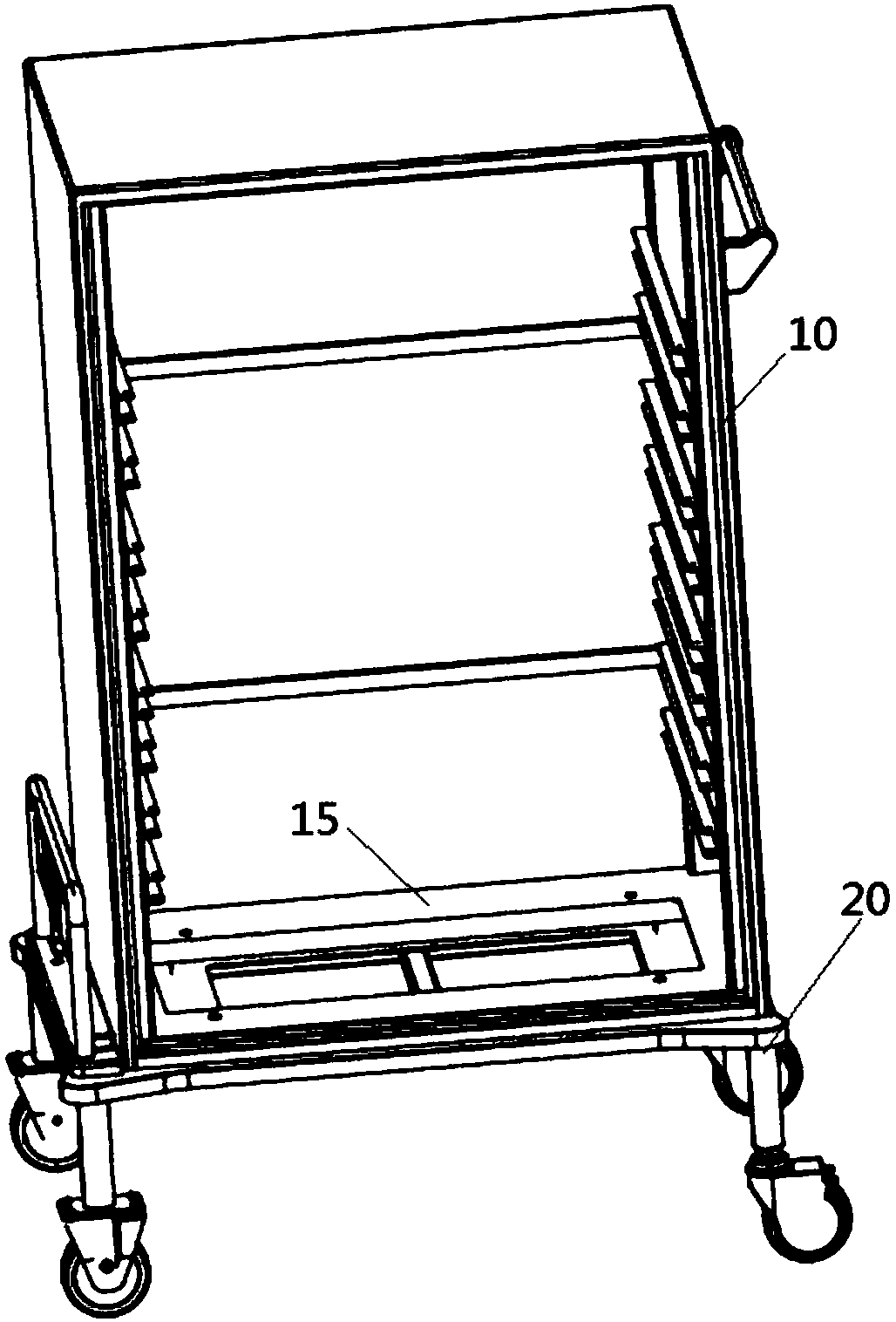 Storage cabinet and robot for shifting storage cabinet