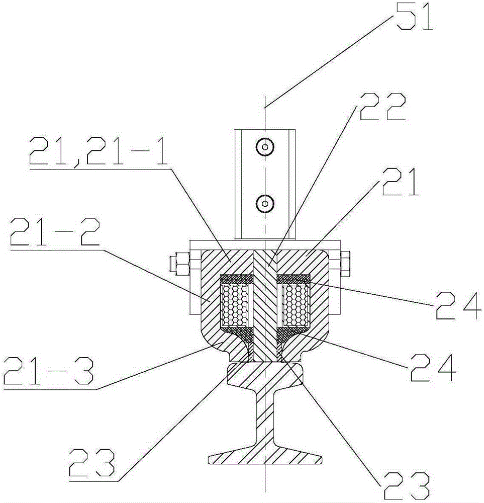 Rail transit magnetic track brake provided with horizontal magnet exciting coils