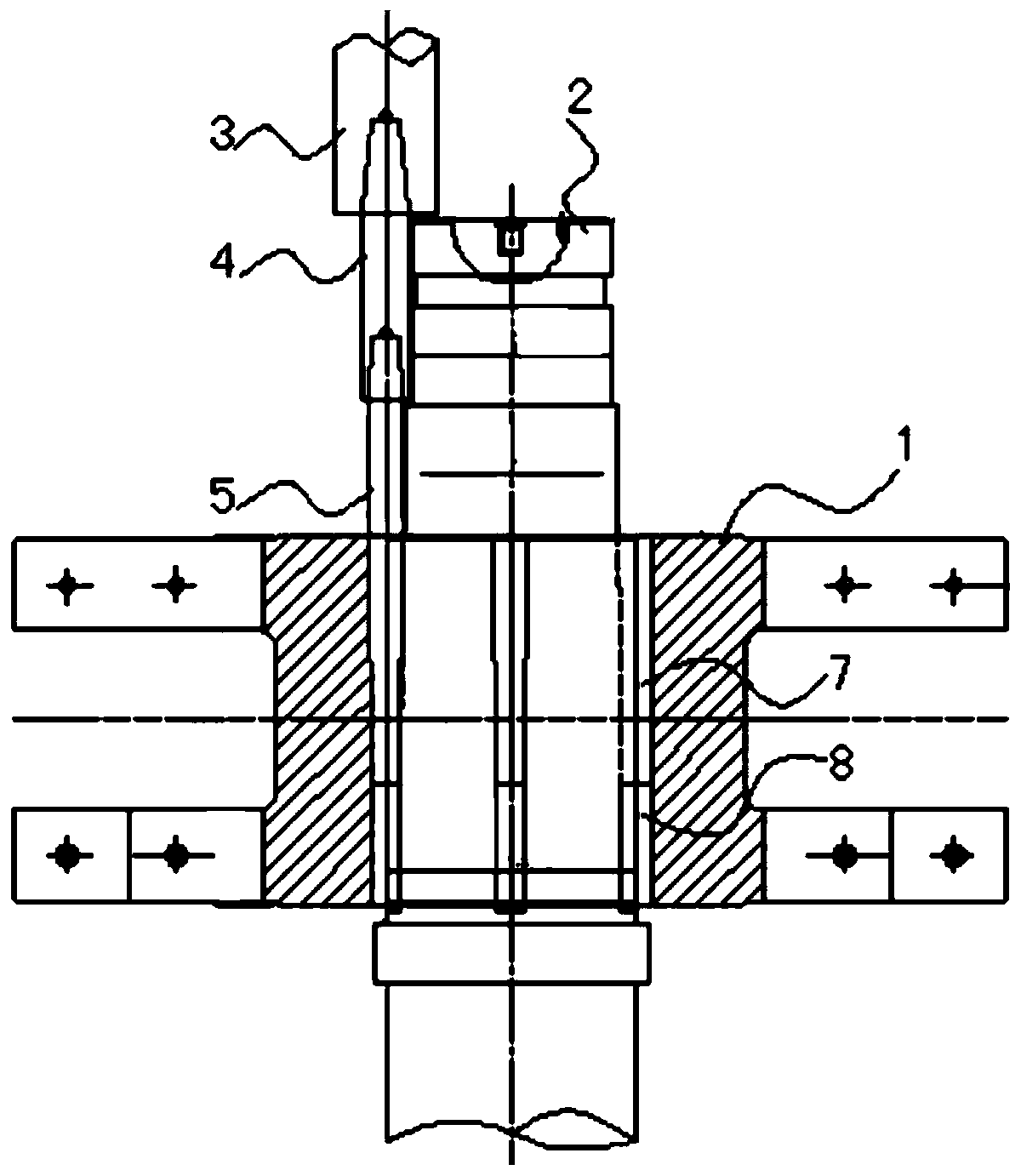 Method for machining matching tapered pin holes of tiller and rudderstock below rudder bearing and machining cutter