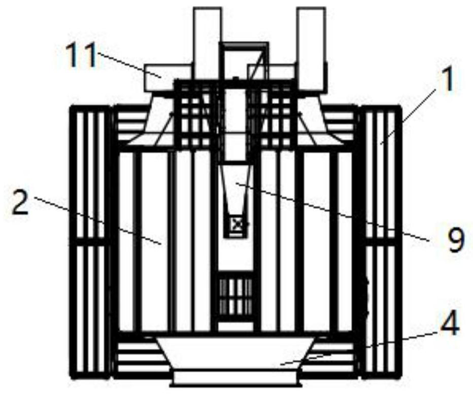 Efficient dust removal and heat preservation type circulating stirring-cage-free grain drying machine