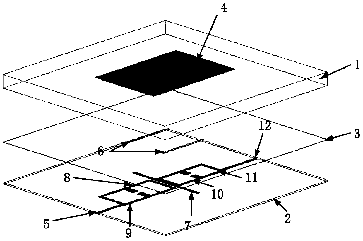 Differential duplex filtering antenna with double-groove symmetrical excitation