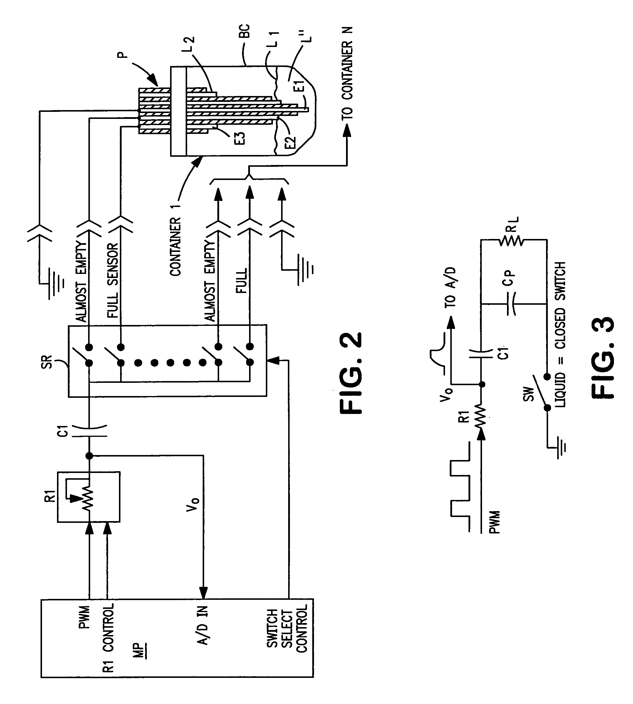 Method and apparatus for detecting liquid levels in liquid-storage containers