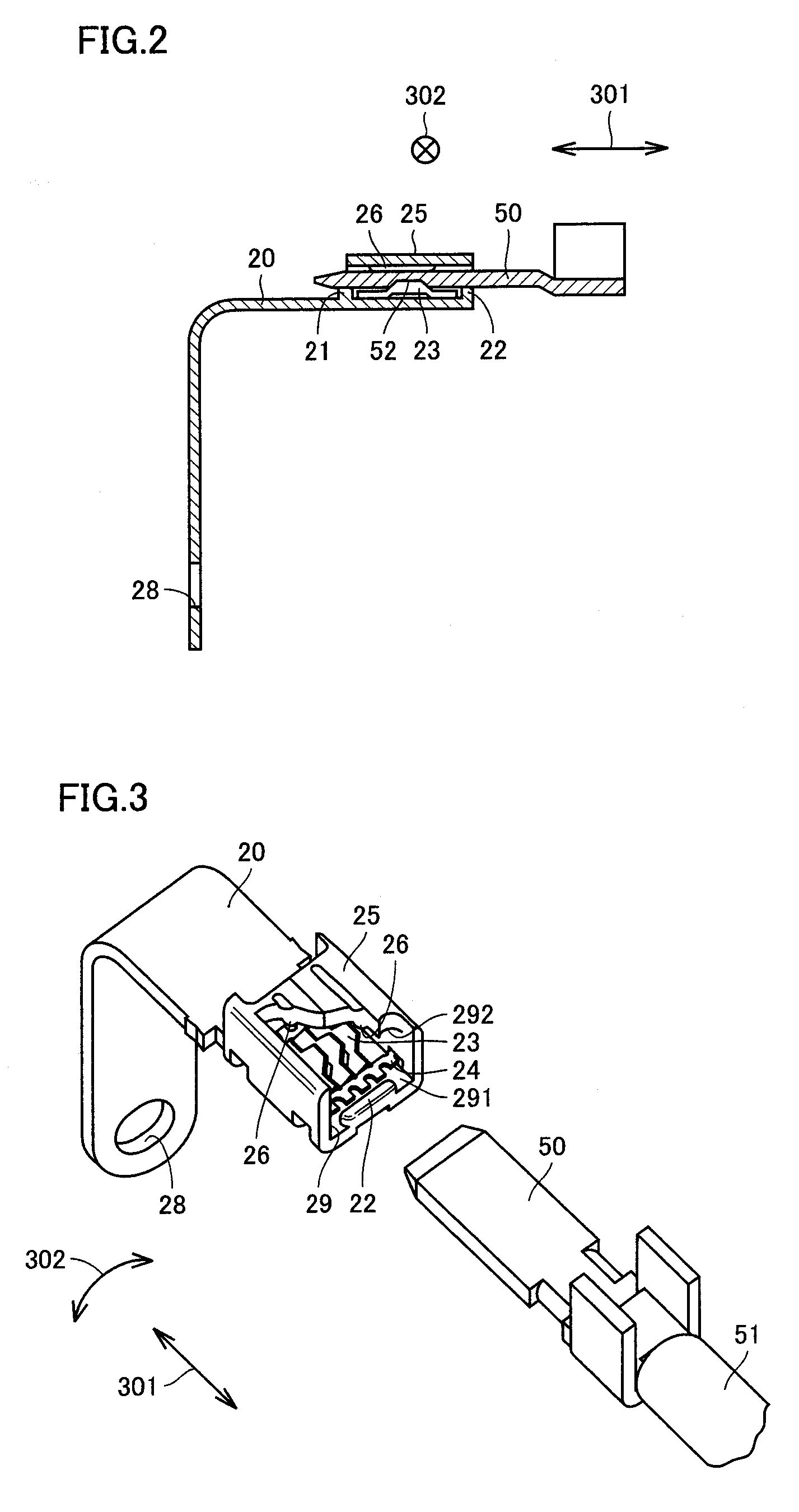 Connector structure and connector type terminal block structure