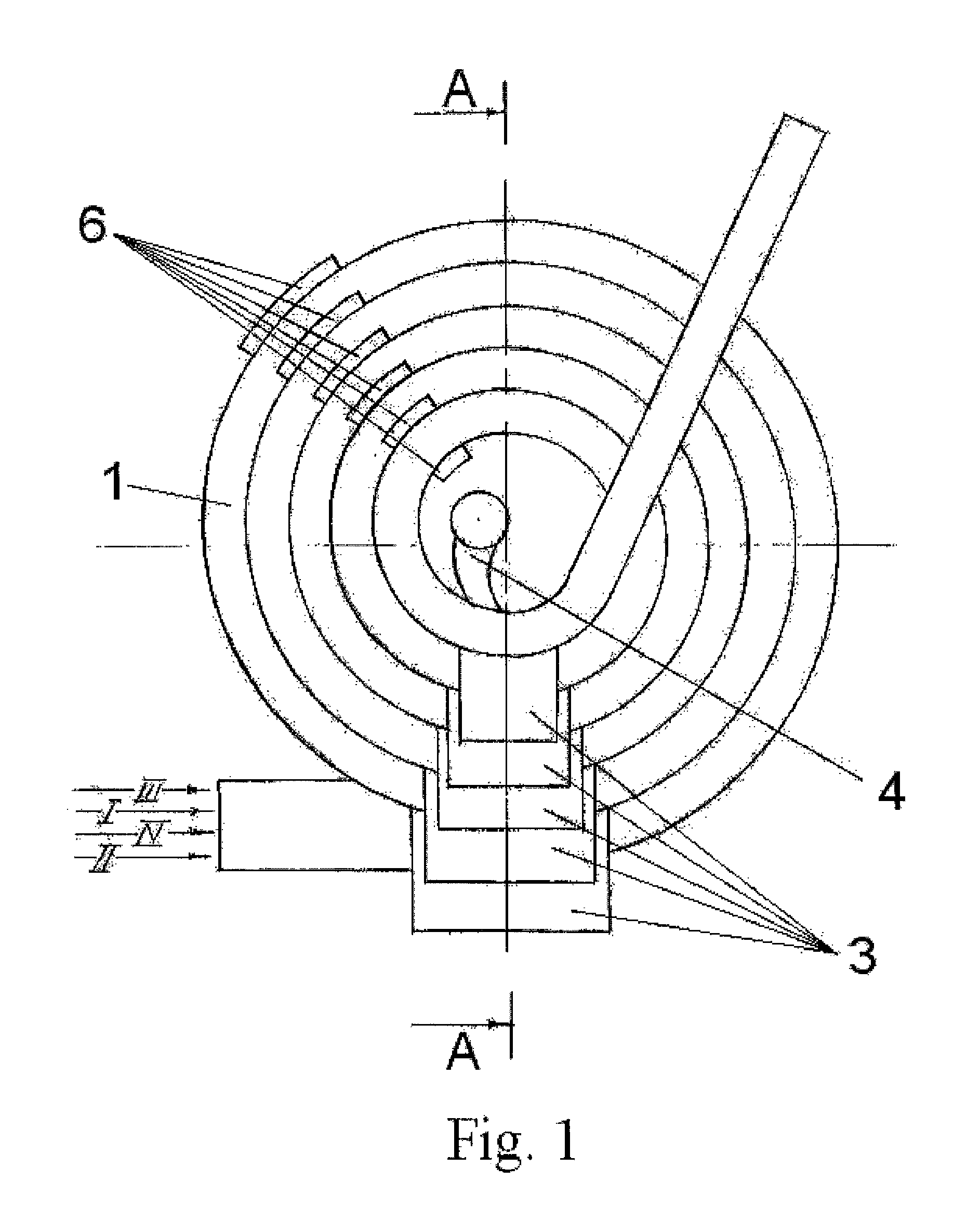 Method and device for purifying fluid media by removal of contaminating multicomponent ingredients