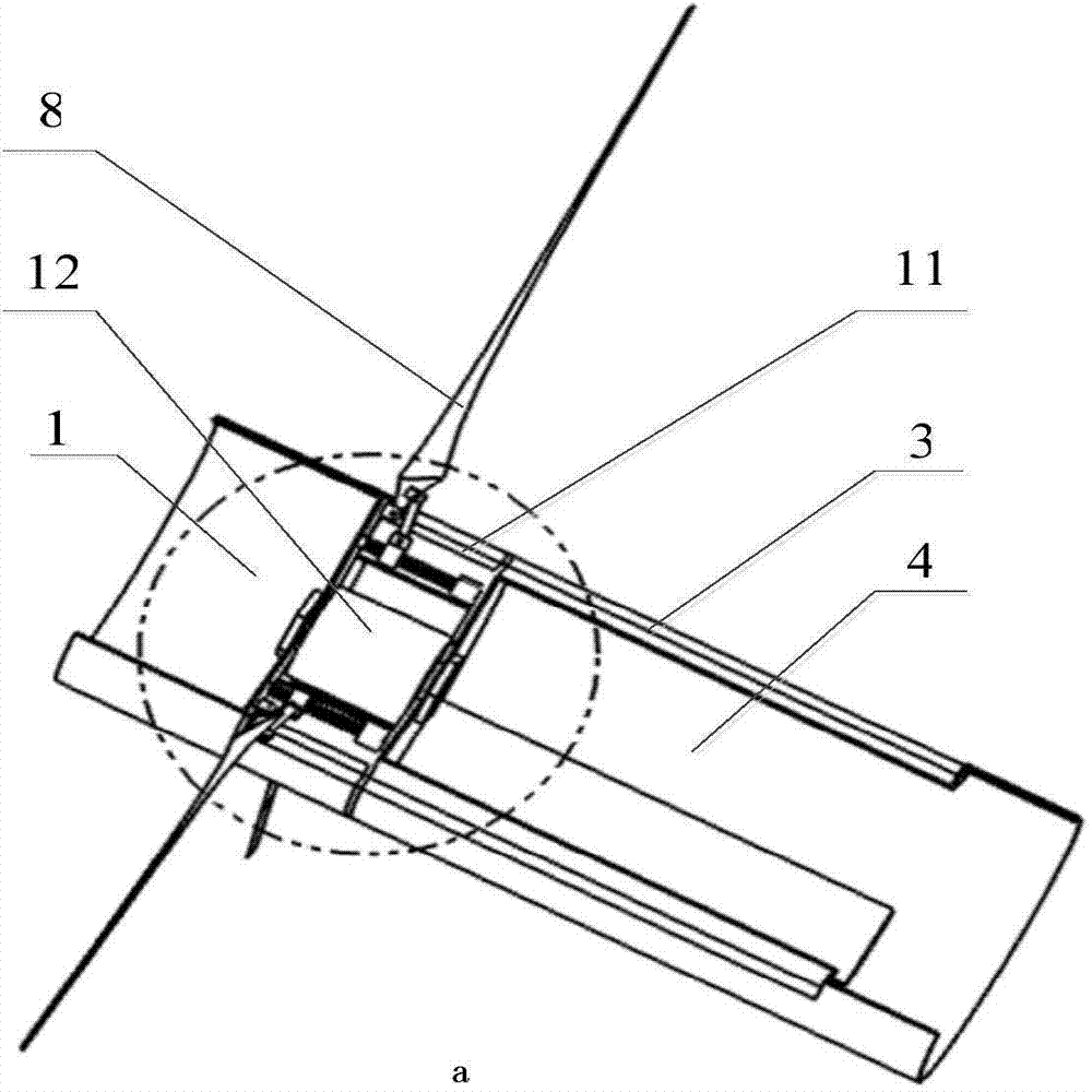 Horizontal axis ocean current power generation device for underwater vehicle