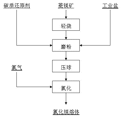 Chlorination process for pressing magnesite into balls through light burning dry method