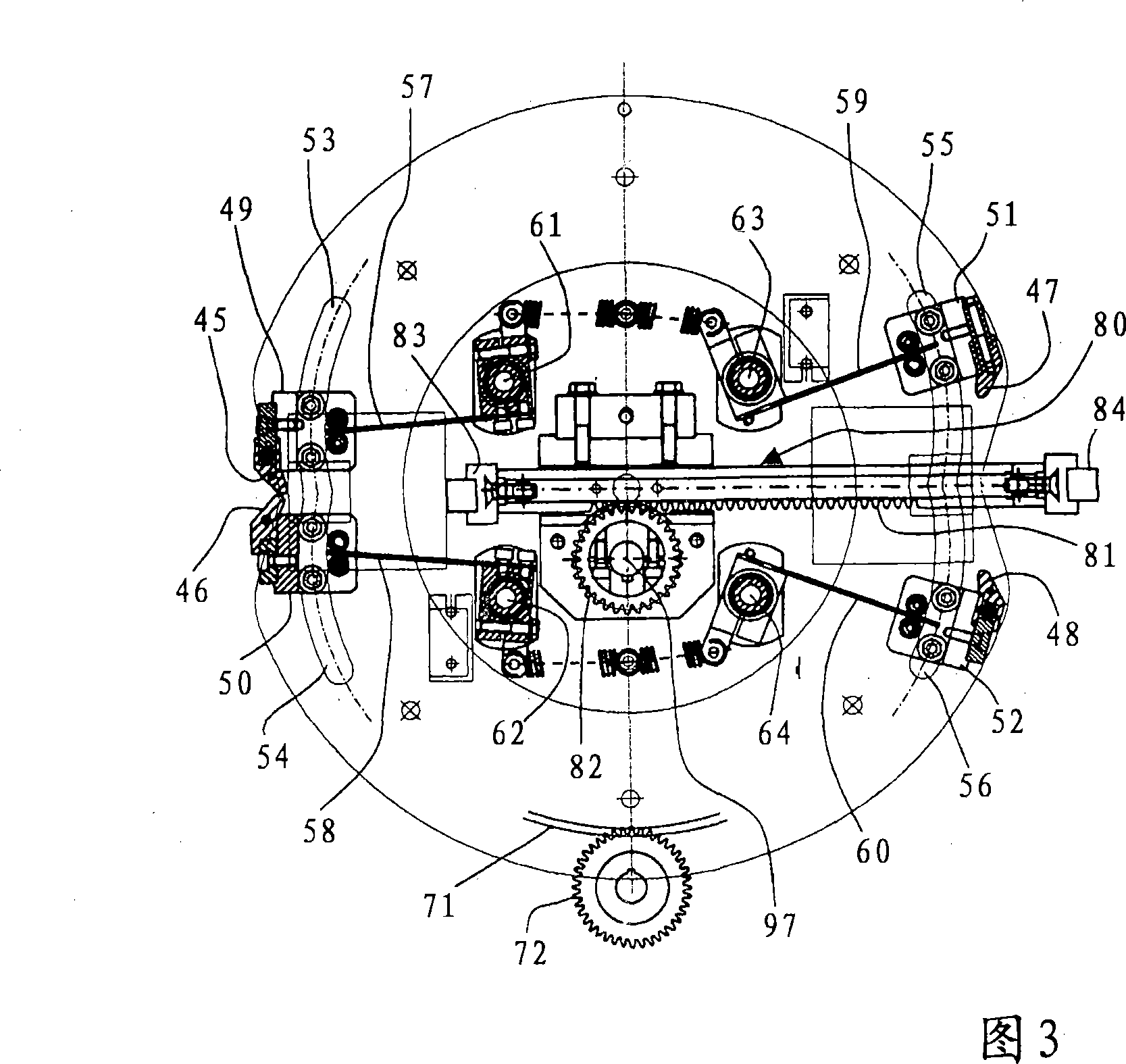 Rotating-head machine for packaging products in sealed film