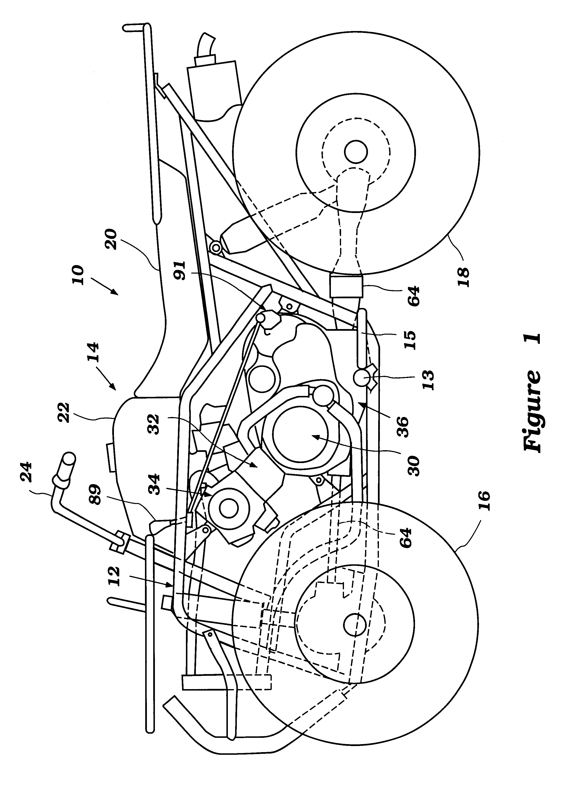 Transmission cover and supporting arrangement for all terrain vehicle