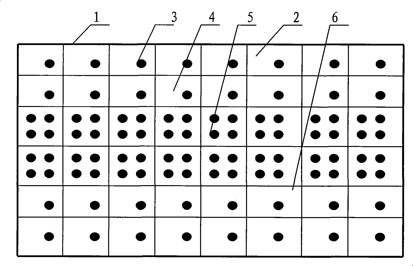 LED display screen composed of pixel points of different densities and display method thereof