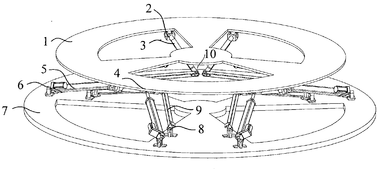 Folding type six-freedom-degree parallel connection posture adjusting platform