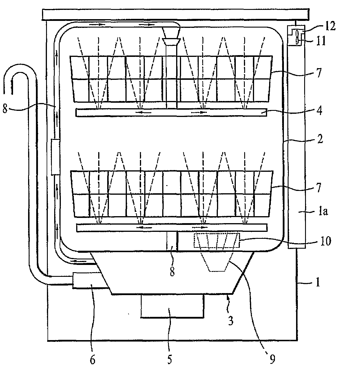 Dish washer with UV sterilization device therein