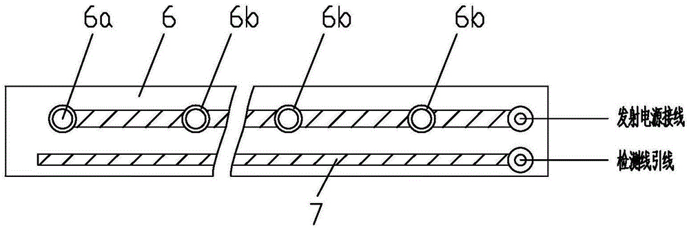 Carbon fiber negative-ion transmitting end assembly with detection line