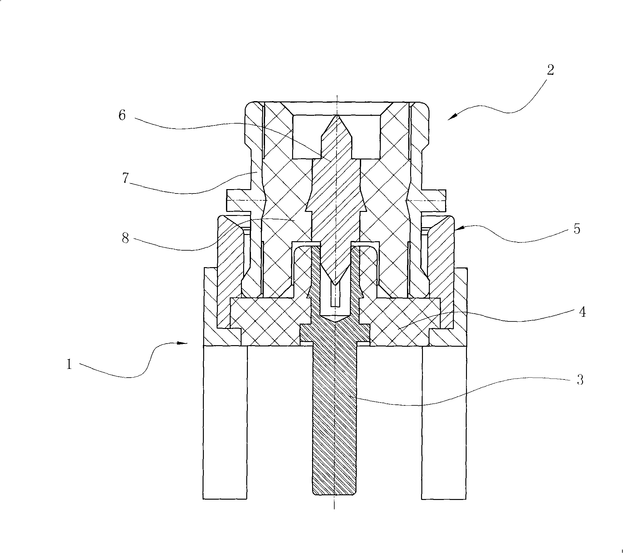 Plate-to-plate concentration mounting type RF coaxial connector