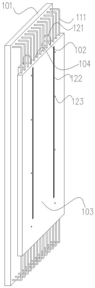 Double-sided superposed pipe gallery side wall with embedded columns and manufacturing method thereof