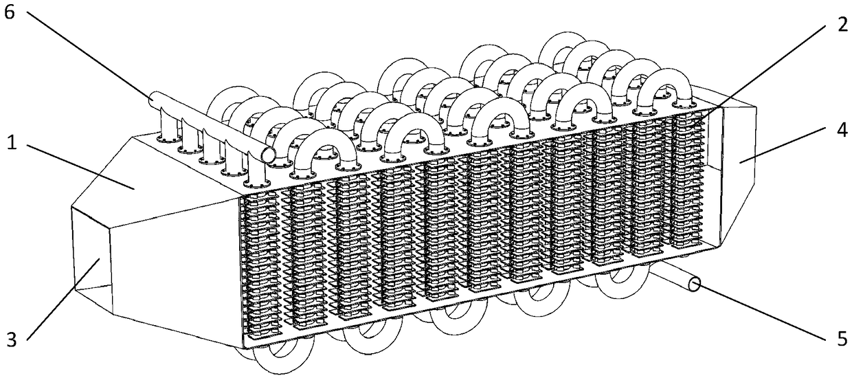 An anti-dust, anti-wear and anti-corrosion flue gas heat exchanger