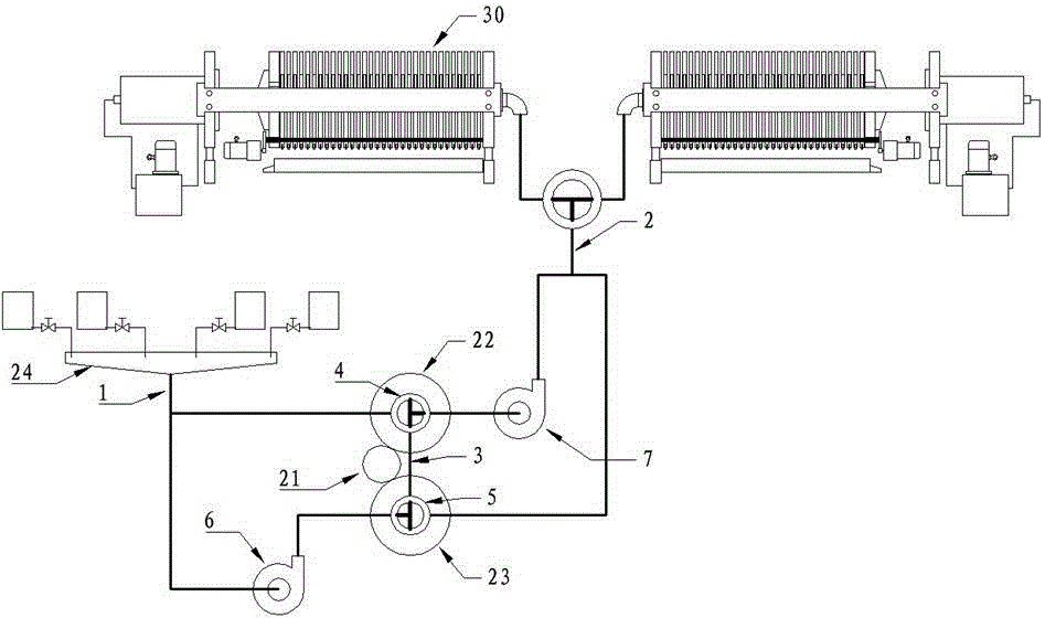 Device for carrying out chemical combination and efficient filter pressing in manganese electrolyzing process