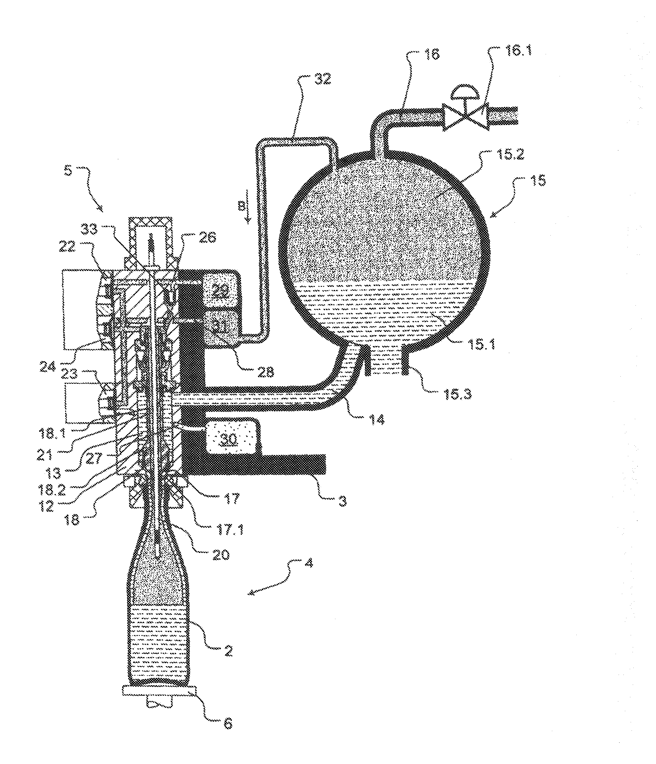 Method for filling bottles or similar containers with an oxygen sensitive effervescent liquid beverage filling material under counterpressure and filling machine for the performance of this method