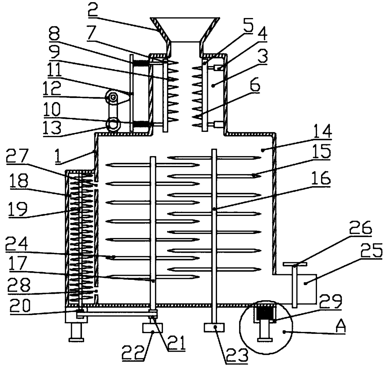 Timber crushing device high in crushing efficiency