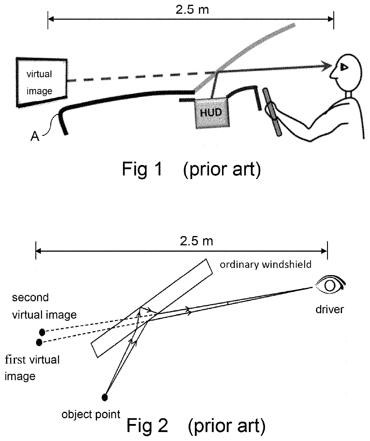 Display device and automotive head-up display system with ordinary windshield using the same