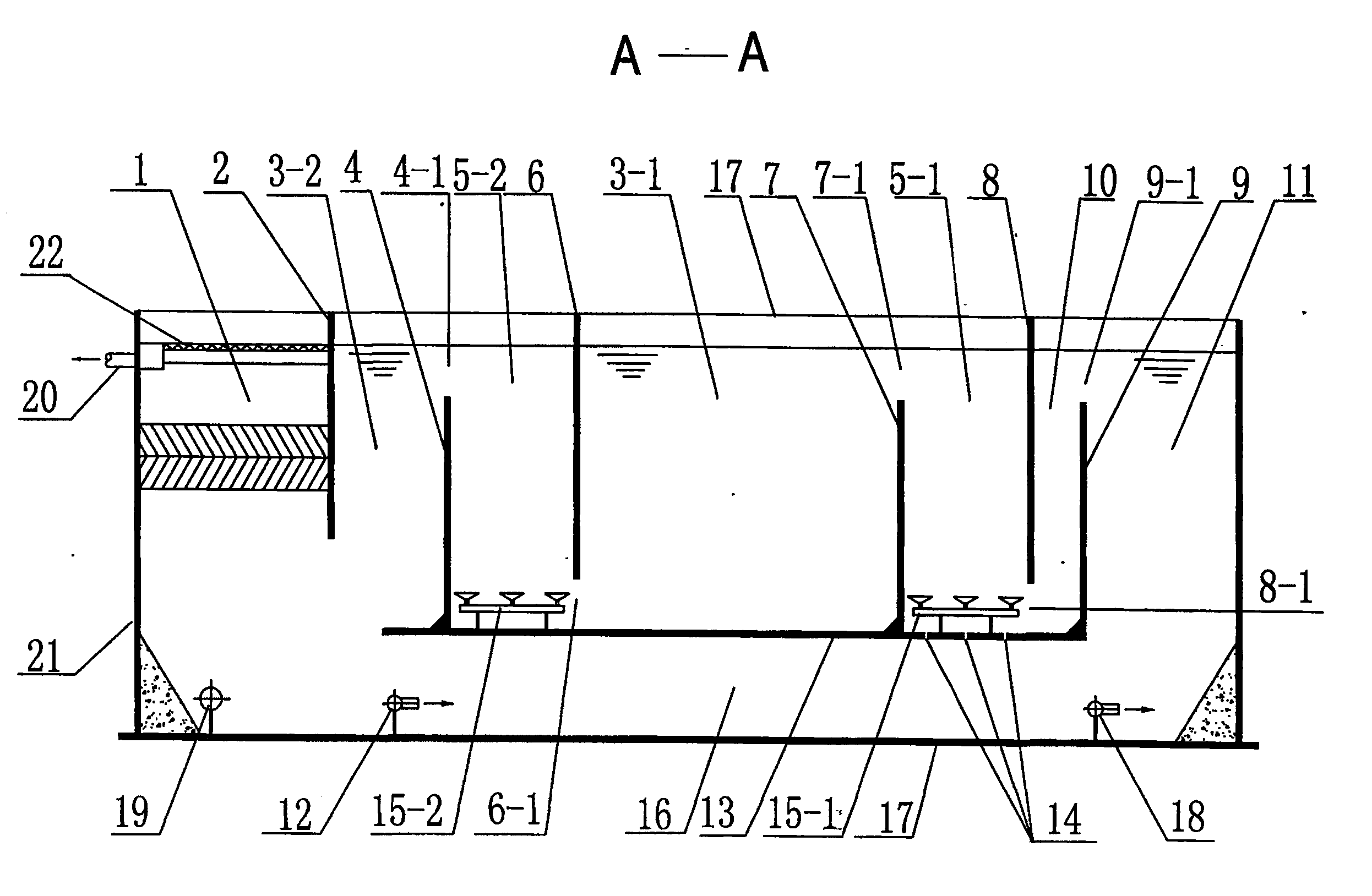 Zanjon type gas-lift stream-pull tridimensional circulation type inversion A&lt;2&gt;O integral co-construction oxidation ditch