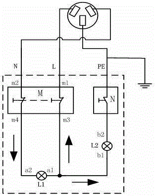 Test device for double-pole electric leakage protection switch