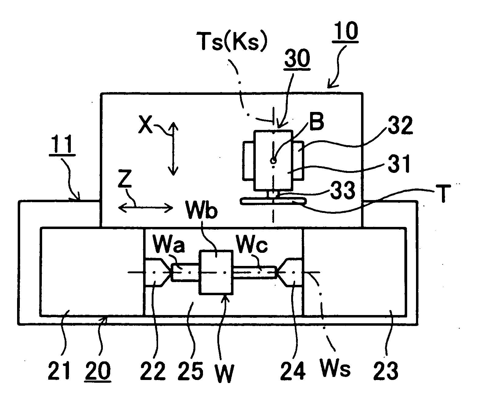 Cylindrical grinder, and mechanism for producing relative movement between grinding wheel and workpiece in cylindrical grinder