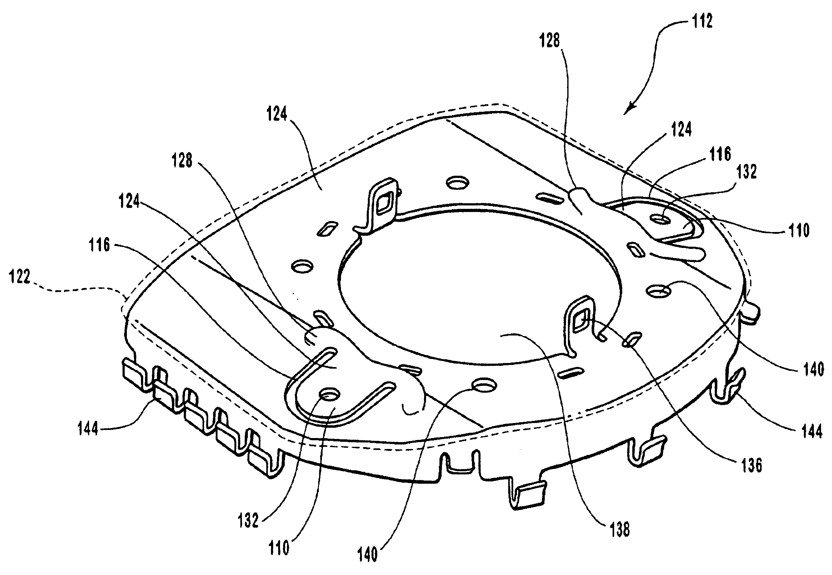 Deflectable airbag housing mounting tabs