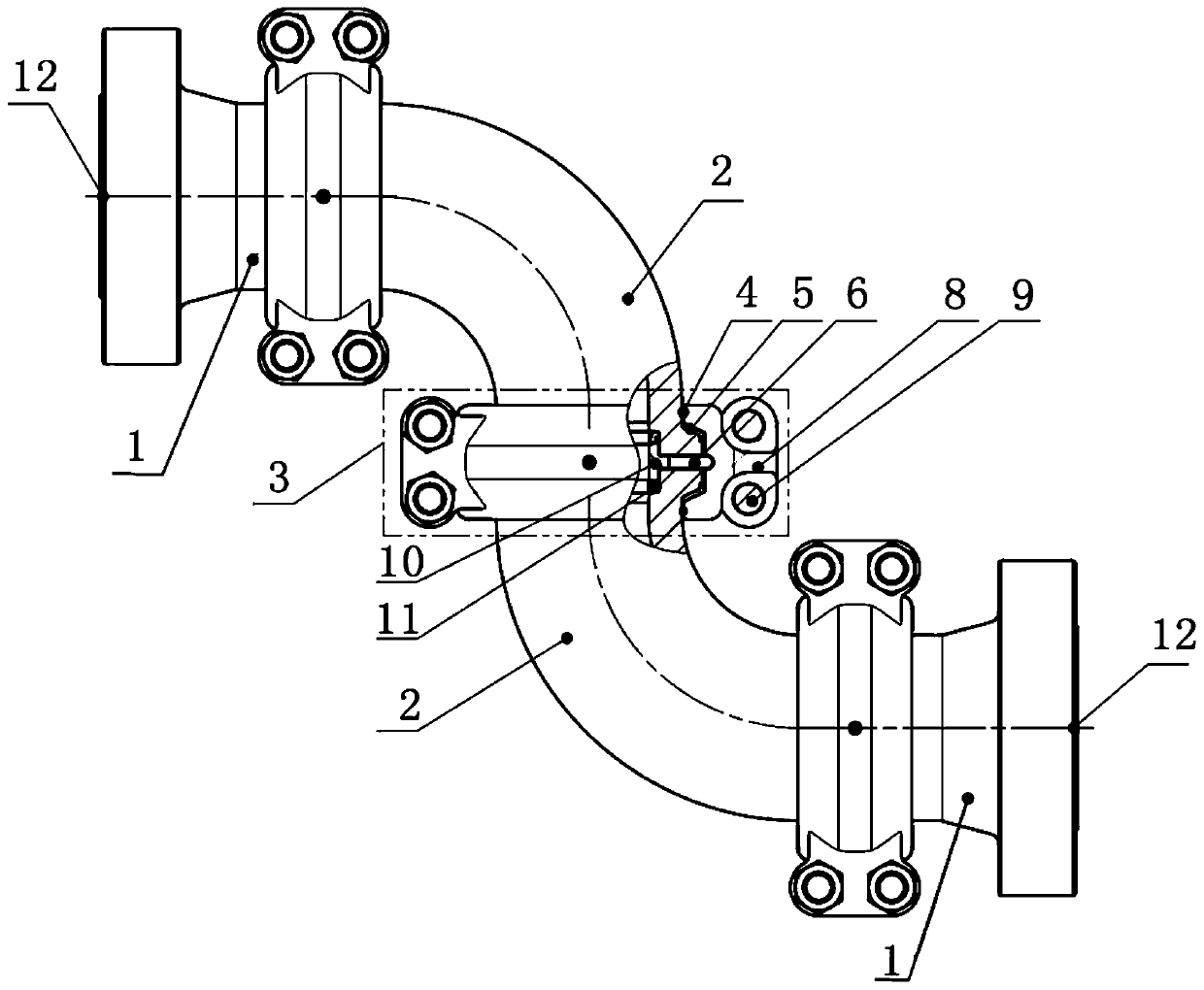 Large-sized high-pressure movable bend structure