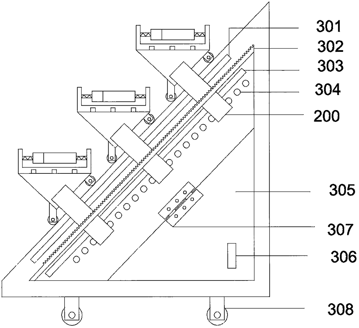 An agricultural planting rack with planting pots capable of being lifted and lowered independently