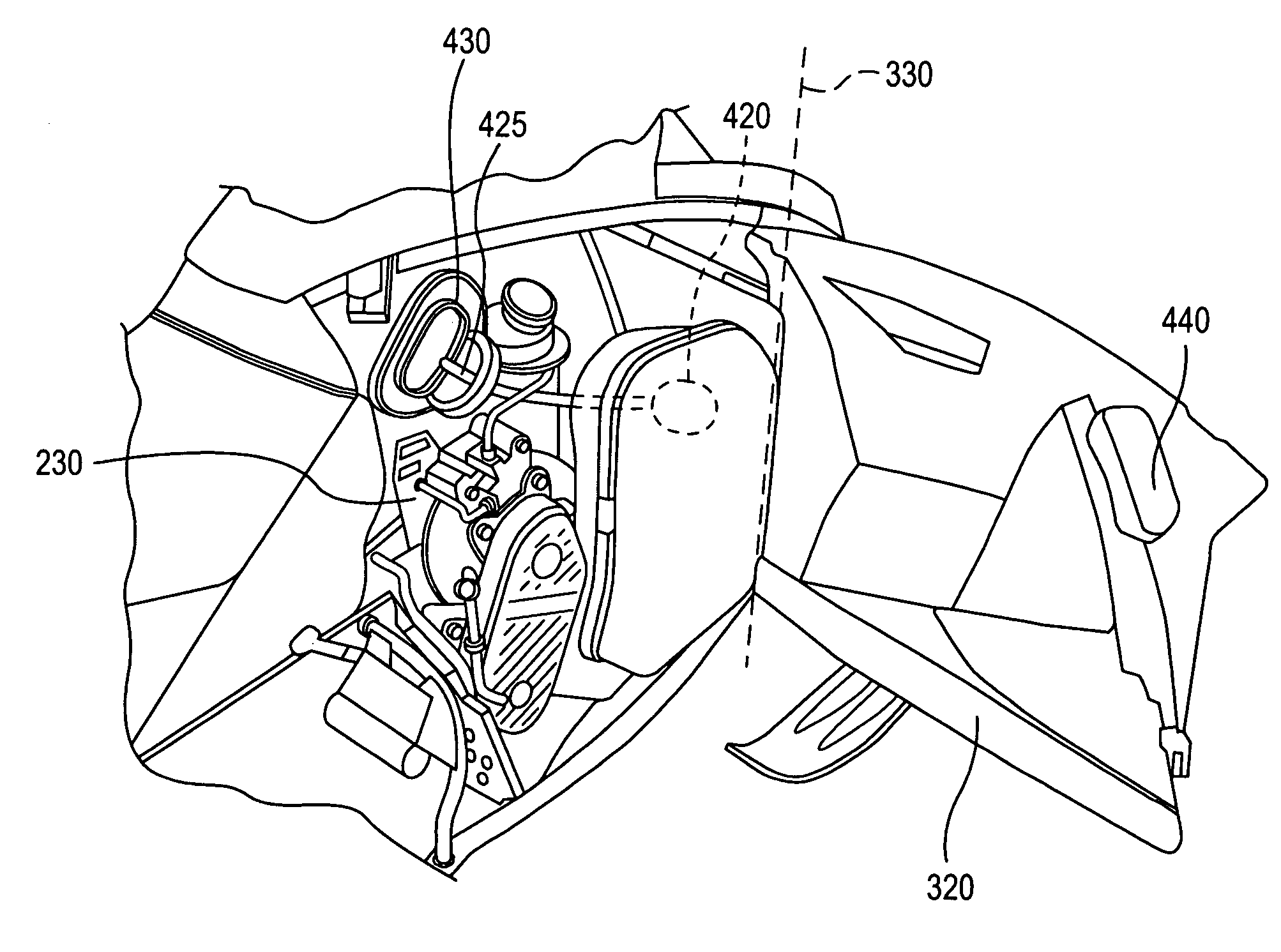 Side panel for a snowmobile