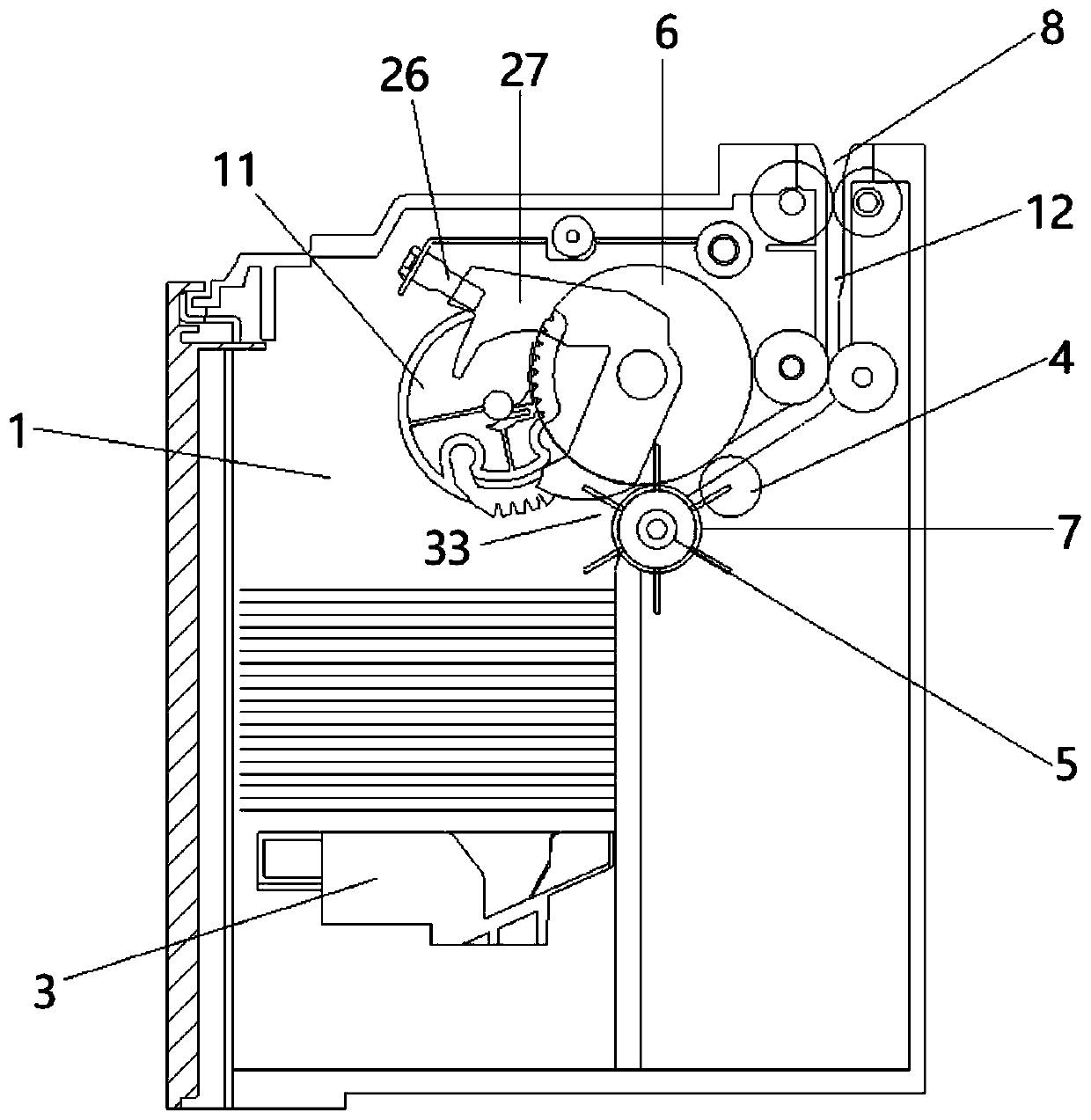 Paper money pushing and pressing mechanism and paper money depositing and withdrawing box