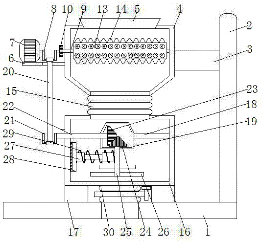 Concrete mixing and stirring device capable of mixing uniformly