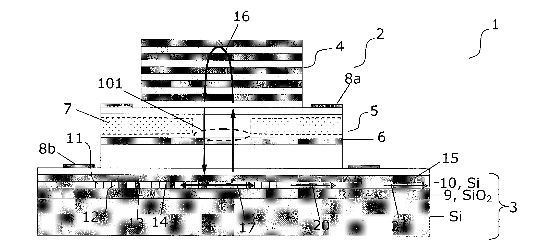 Hybrid vertical-cavity laser