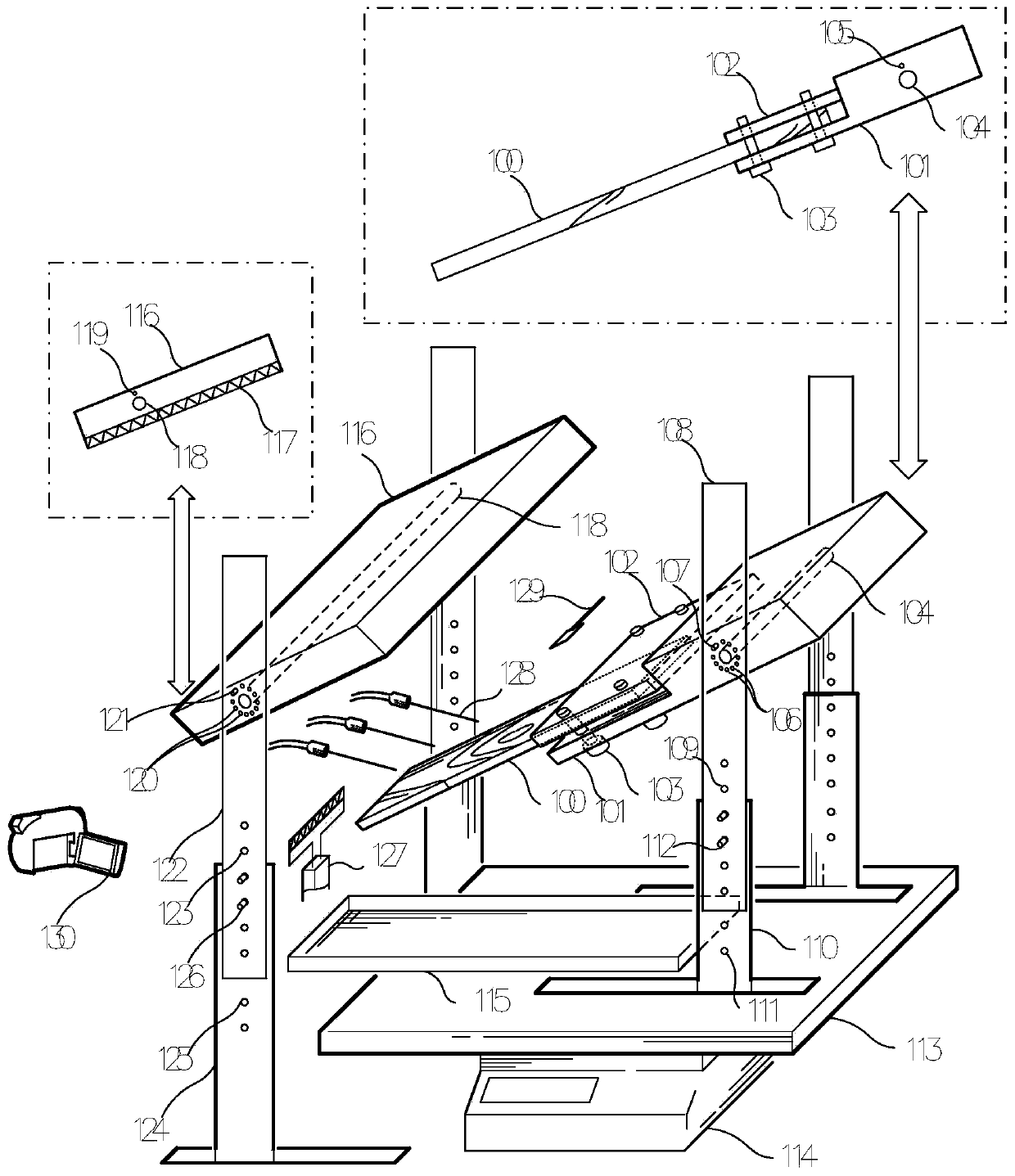 Wood fire spreading process testing device for irradiation environment