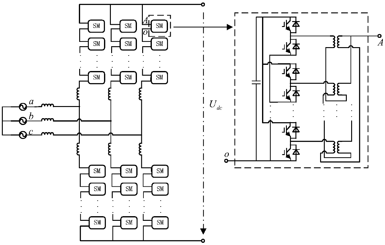 Modular multi-level converter combined with series-parallel connection multiplexing