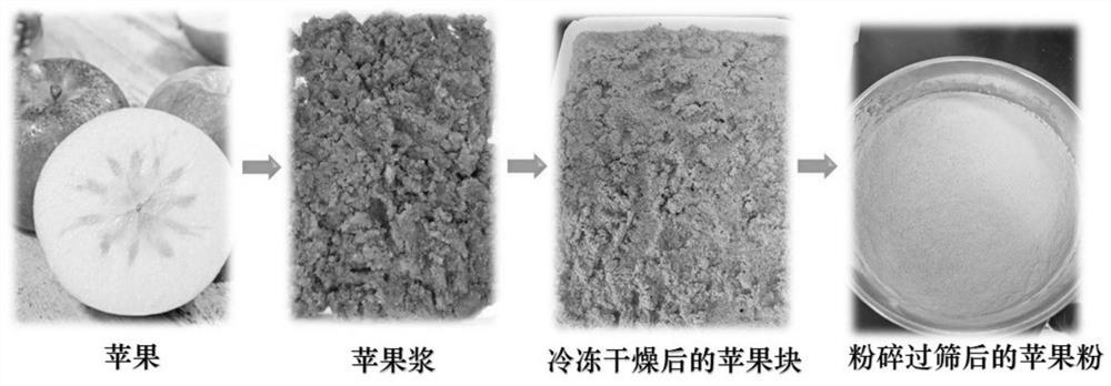 Apple powder reference substance containing pesticide residues and preparation method thereof