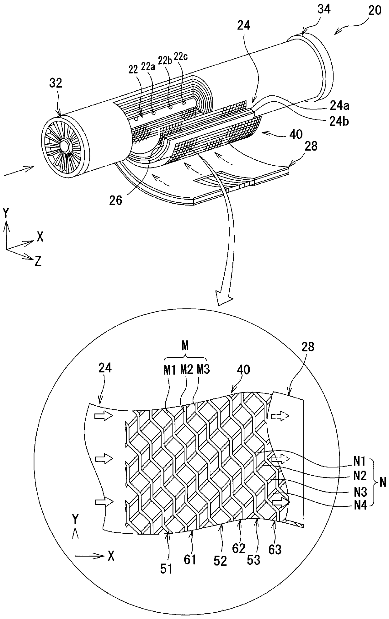 Raw water channel spacer, and spiral membrane element having same