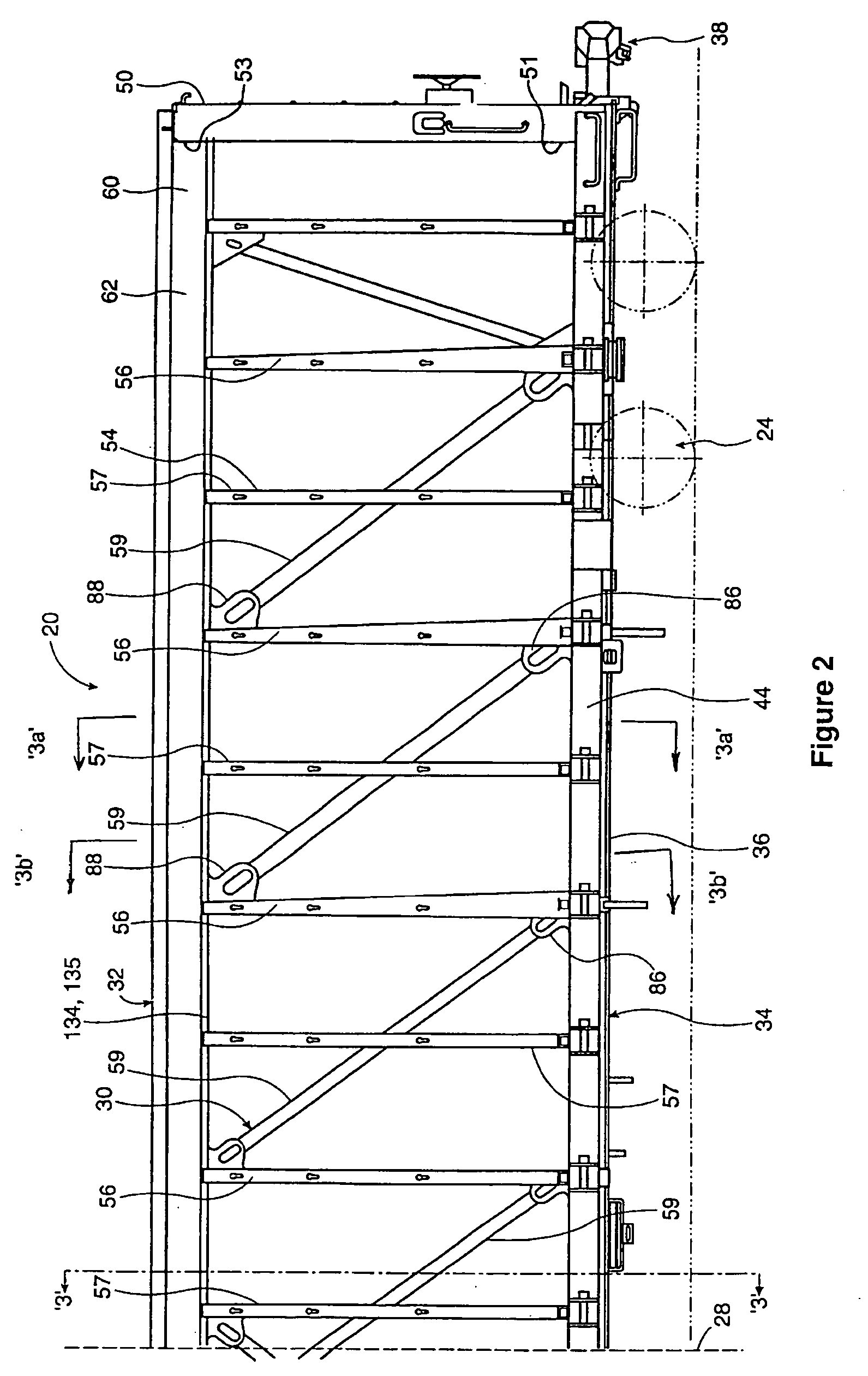 Center beam car with deep upper beam structure