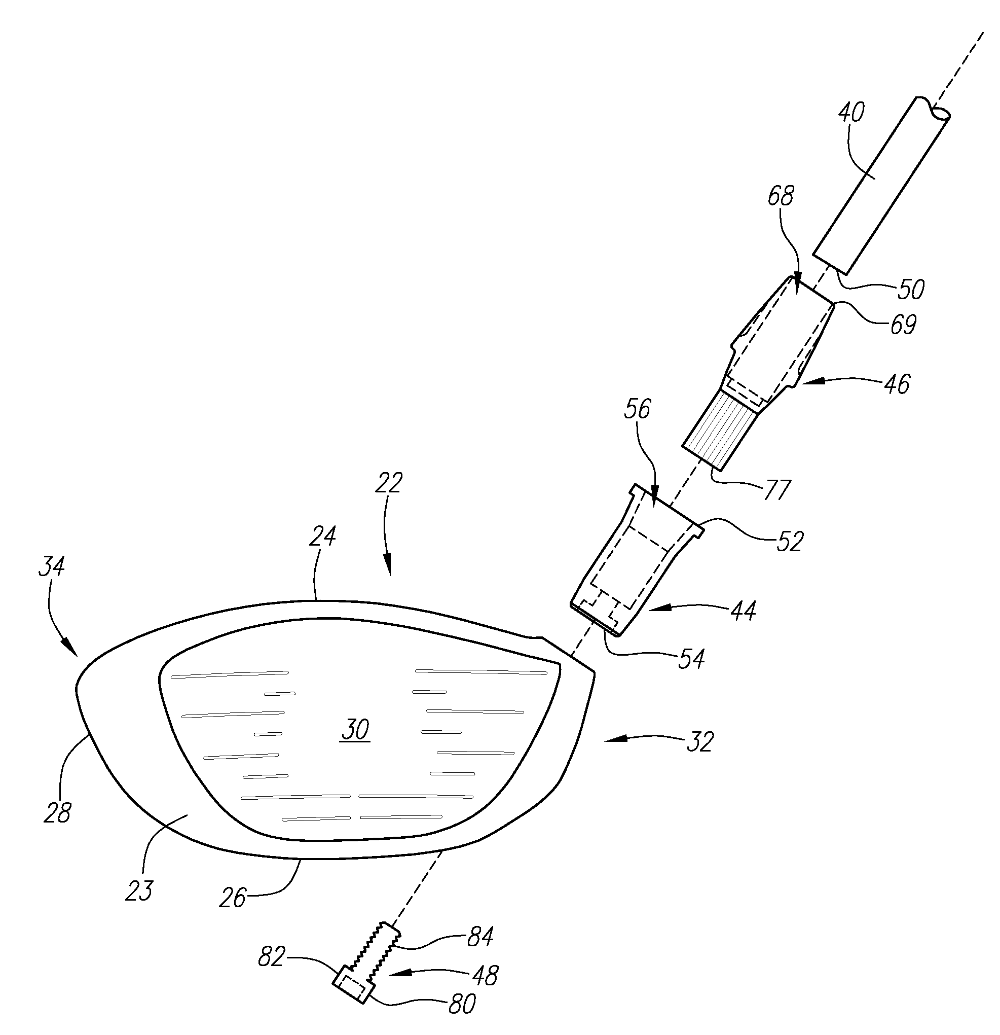 Interchangeable shaft for a golf club