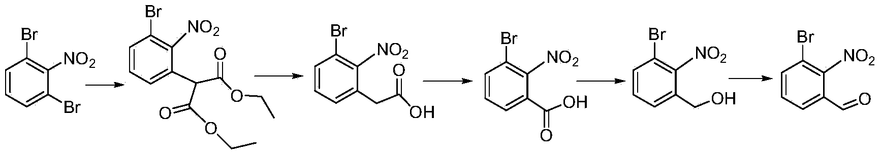 Chemical synthesis method of 3-bromo-2-nitrobenzaldehyde