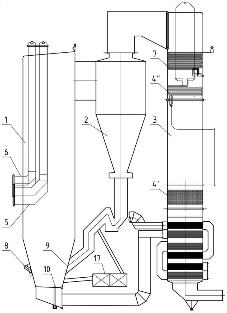 High-capacity circulating fluidized bed boiler