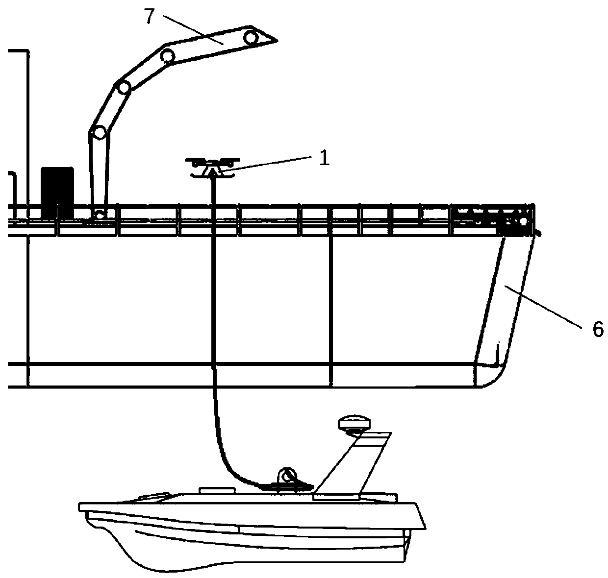 System for recycling unmanned boat assisted by unmanned aerial vehicle