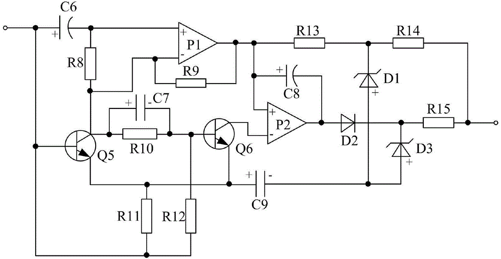 Logic protection emitter coupling-type three-filtering amplification large-size LED lamp protection system