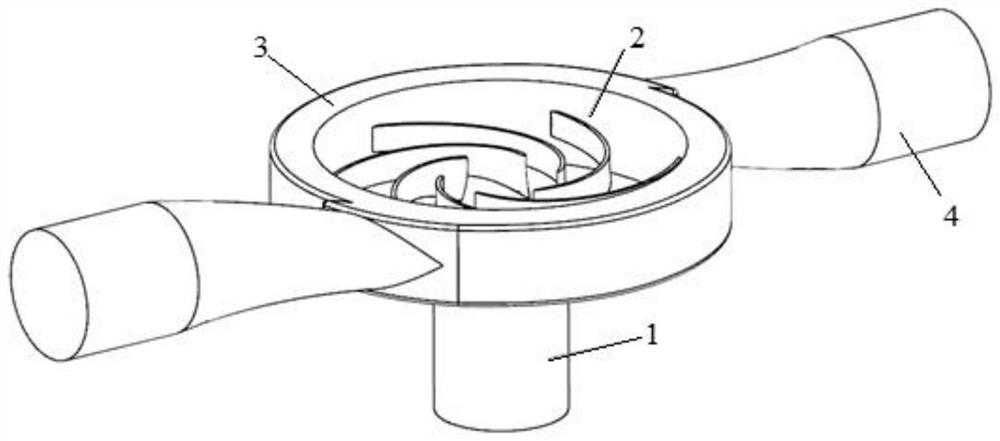 Medium-specific-speed centrifugal pump with double-outlet volute