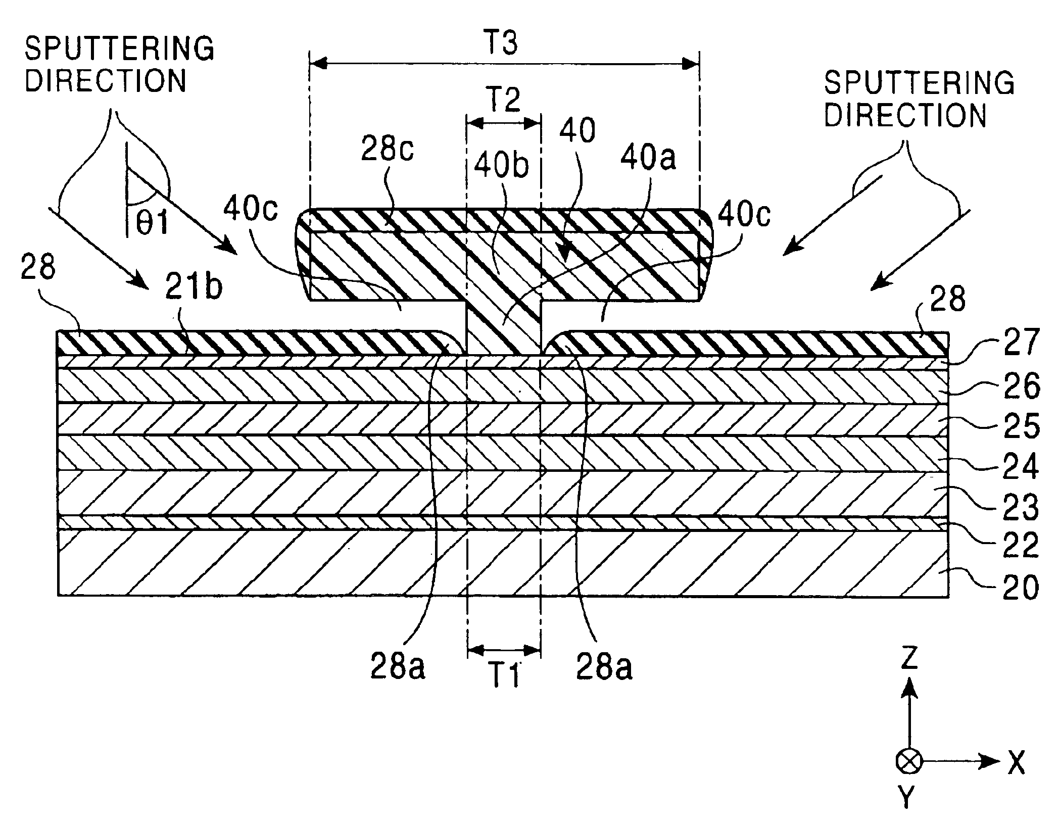 Manufacturing method of CPP type magnetic sensor having current-squeezing path