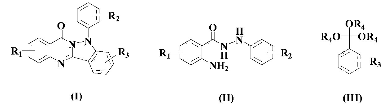 Method for synthesizing N-phenyl indazole [3,2-b] quinazoline-7(5H)-ketone derivatives