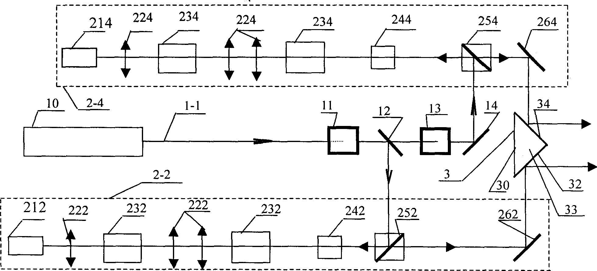 Four-path incoherent Co-beam MOPA laser system