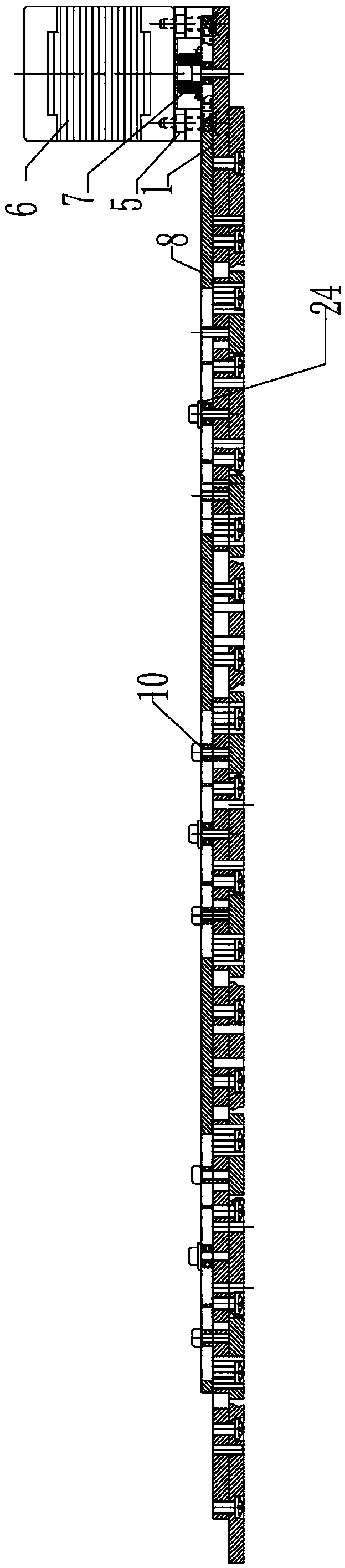 Tightly-woven stitch-set elevating and adjusting transmission structure